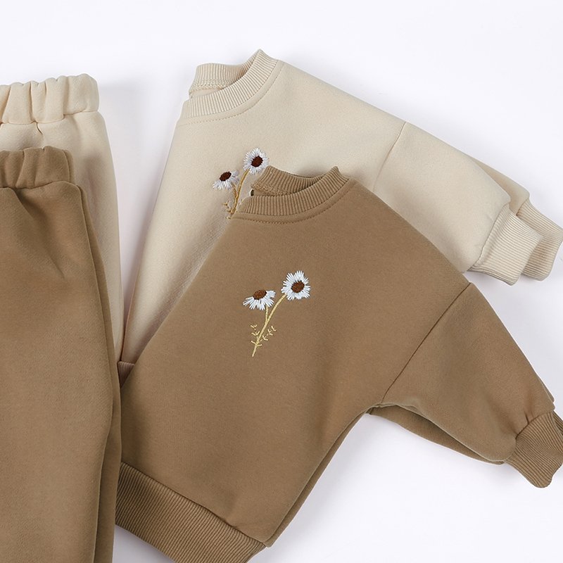 crow neck bbay sweatsuit sets toddler clothing fleece sweat suits winter kids clothes wholesale children boy girl sweatsuits set
