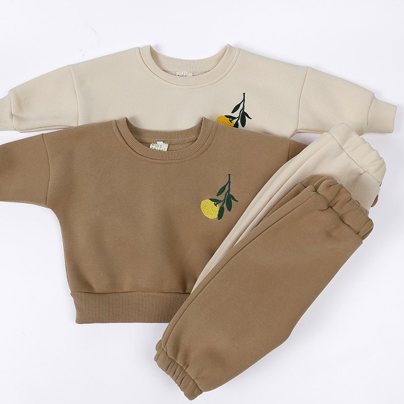 crow neck bbay sweatsuit sets toddler clothing fleece sweat suits winter kids clothes wholesale children boy girl sweatsuits set