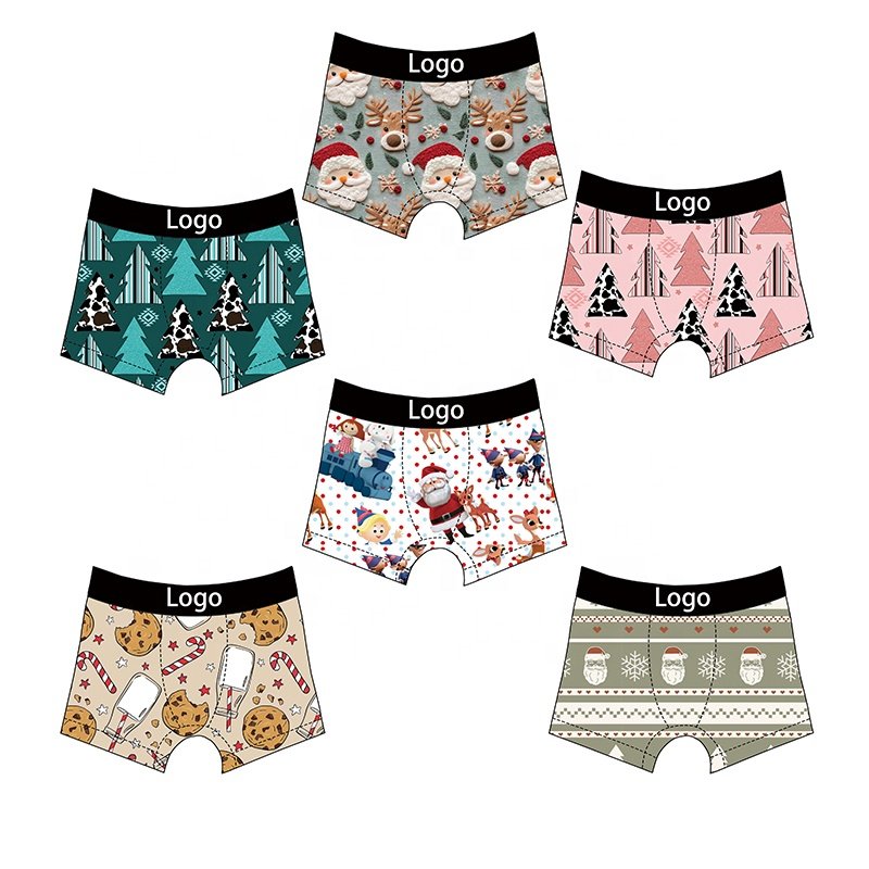 DH ODM Boutique wholesale custom logo toddler children christmas bamboo boxers kids underwear boys