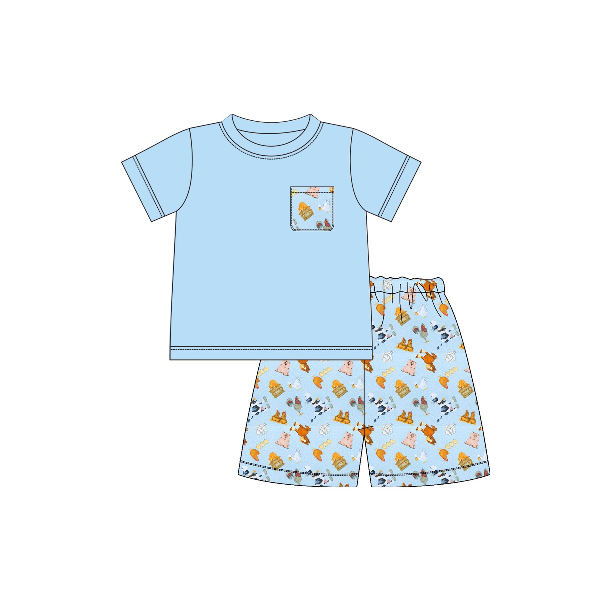 new design baby boy Summer fish element custom boy clothing set