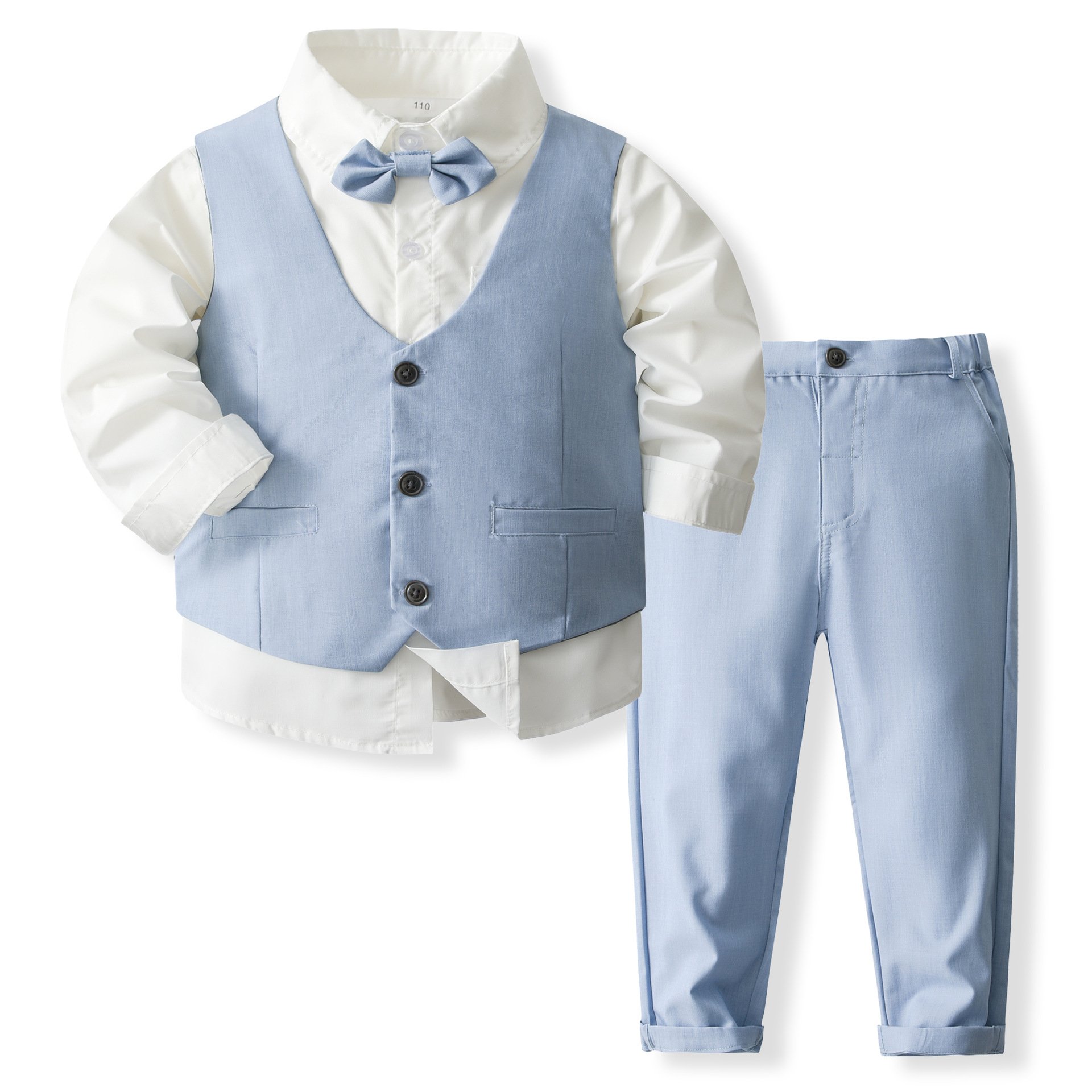Little Kids Boy 1 to 6 Years Formal Outfits Boy Party Clothes Solid Vest Suit Toddler Boy Clothing Sets Children's Party Clothes