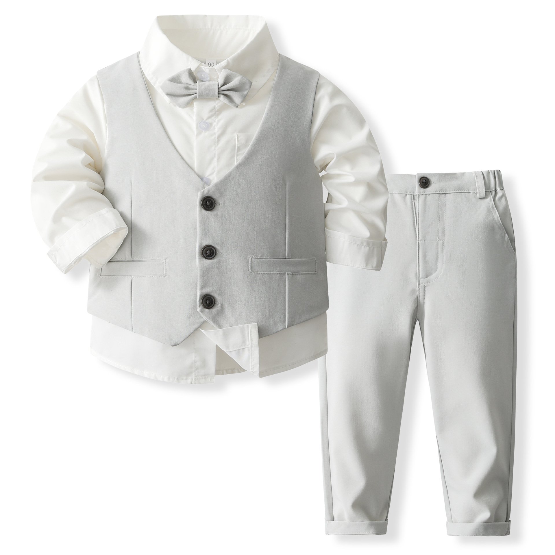 Little Kids Boy 1 to 6 Years Formal Outfits Boy Party Clothes Solid Vest Suit Toddler Boy Clothing Sets Children's Party Clothes