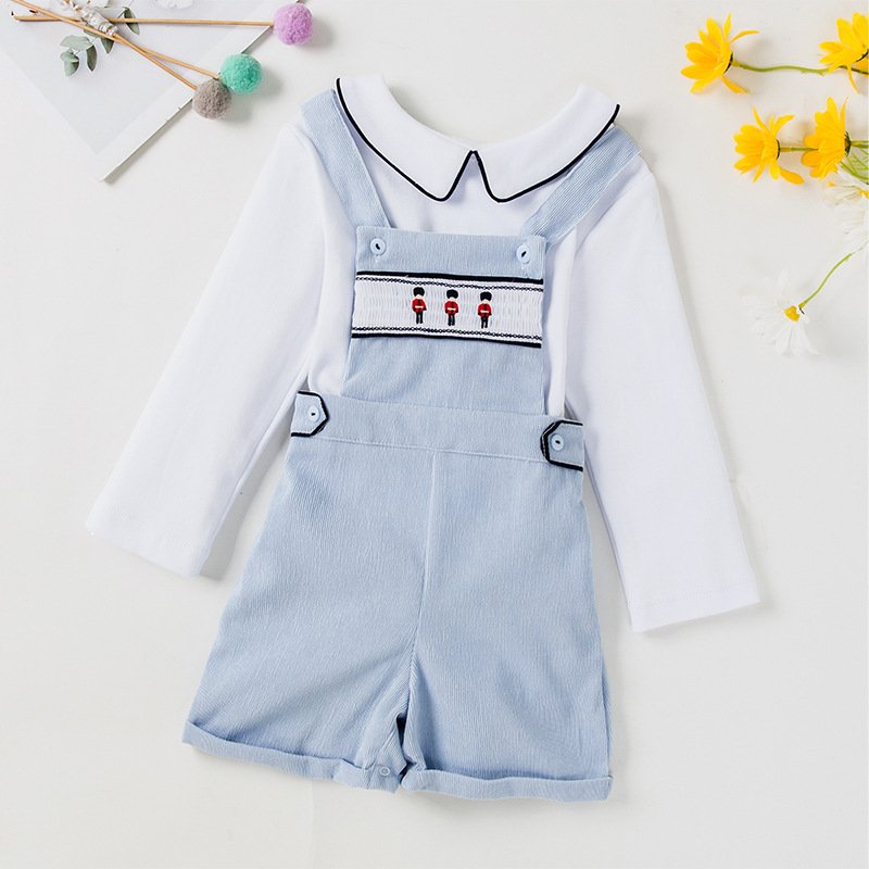 2024 Fashion Gentleman Baby Boy Clothing Romper Two Pieces Baby Casual Outfit Embroidery Kids Clothes Baby Boy Clothing Set
