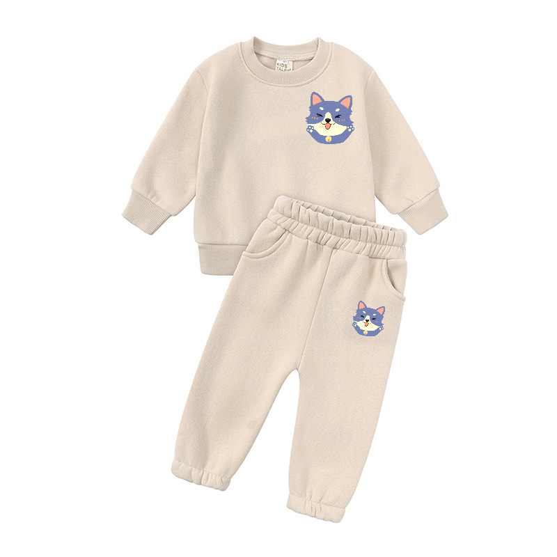 Winter Thicken Baby Clothing Sets Pure Cotton Sweatsuits Jogger Sweatpants Kids Crewneck Sweatshirt