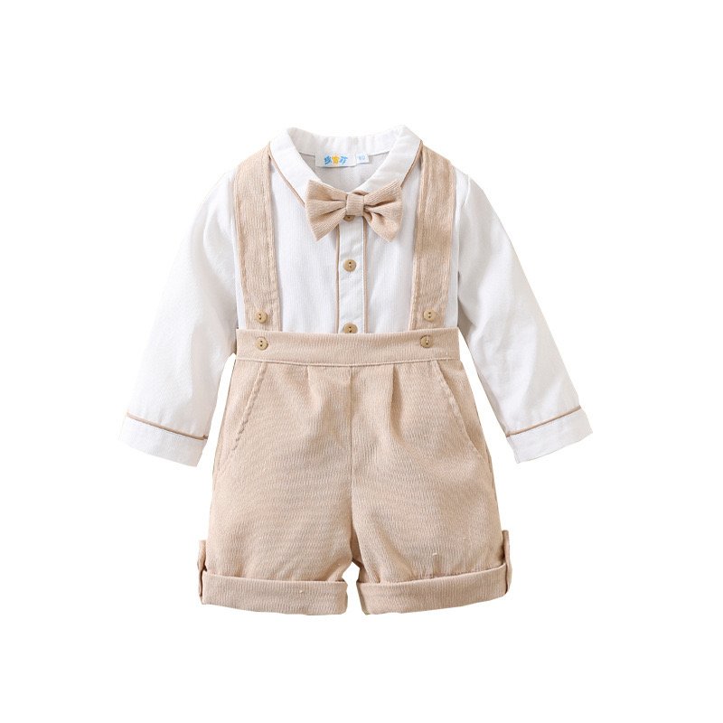 High Quality Customization Kids Winter Clothes Baby Boy Gentleman Set with Hat Khaki Party Outfit Suit Infant Clothes