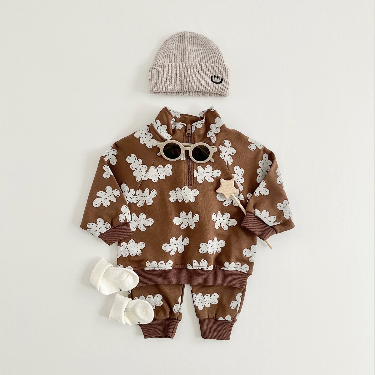 Baby Boys Clothing Sets Children Cloud Print Zipper Sweatshirt Kids Clothes Girls Cotton Long Sleeve Pullover Tops+Pant Suits