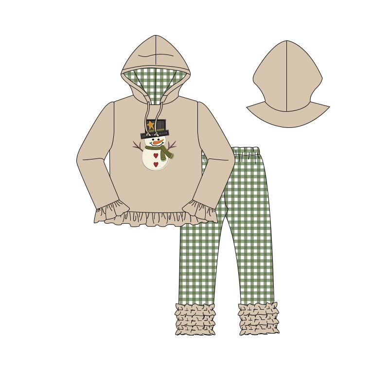 wholesale fashion kids winter clothing sibling children hoodie set snowman Christmas outfits kids boutique clothing