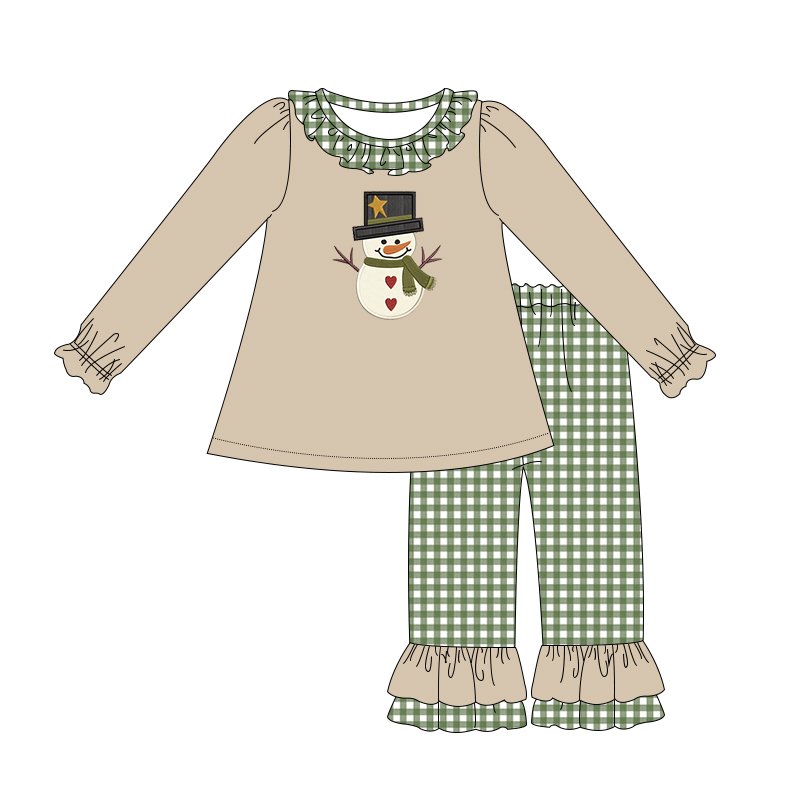 wholesale fashion kids winter clothing sibling children hoodie set snowman Christmas outfits kids boutique clothing