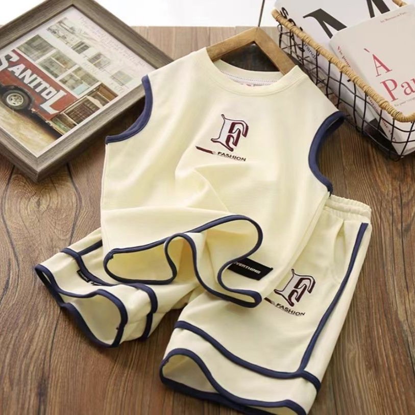 2024 Newest Teenagers Summer Sports Suits 2pcs Vest+Shorts Printed Casual Boys Clothes Sets