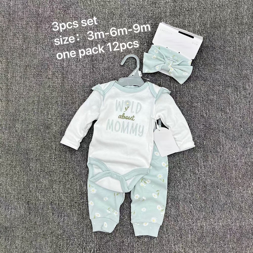 Infant Newborn Baby Jumpsuit Pants Hairband 3pcs Clothing Set Summer Beach Knitted Baby Girl Onesie