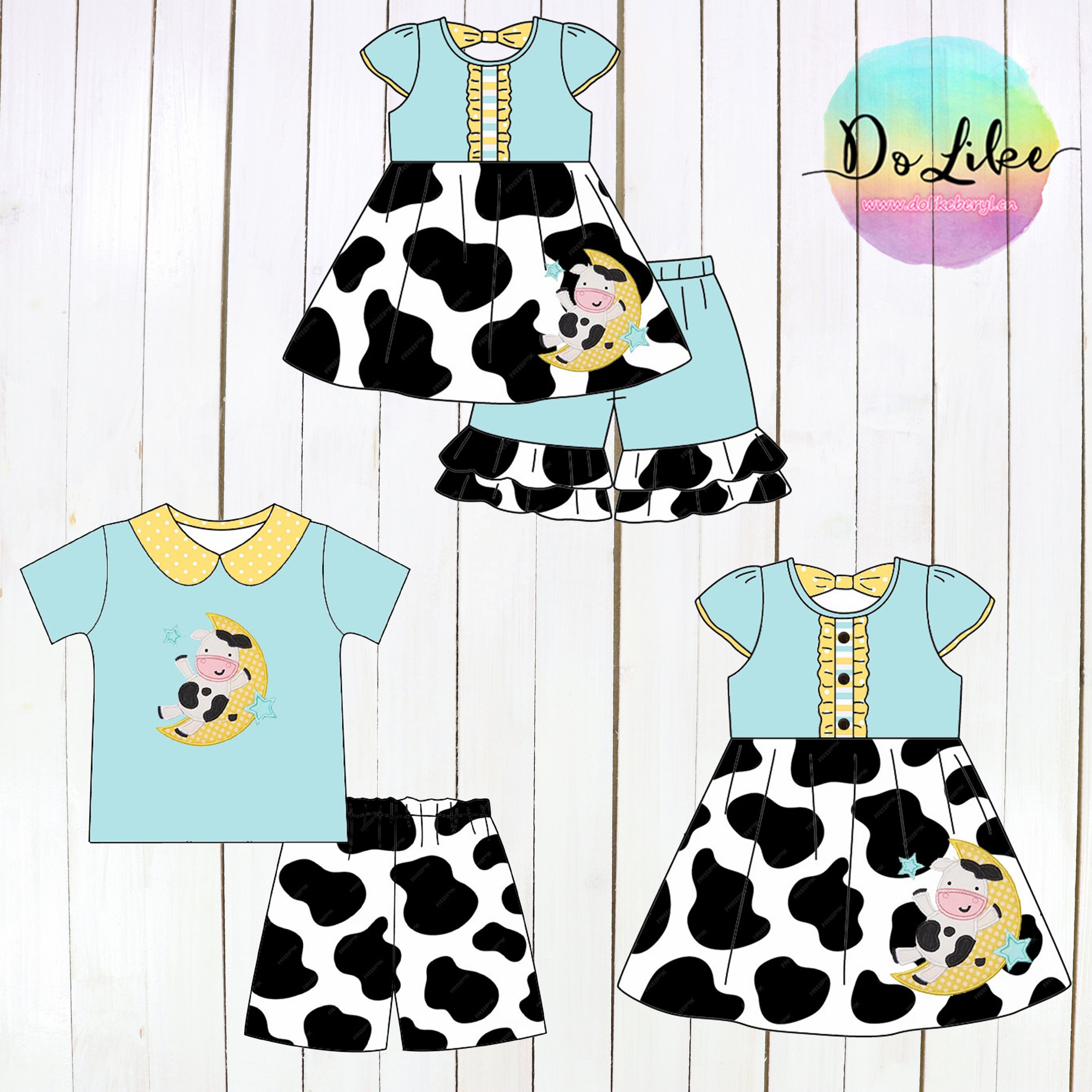 Denim fabric baby clothing sets 4pcs set matched newborn baby clothes boys leopard clothing sets