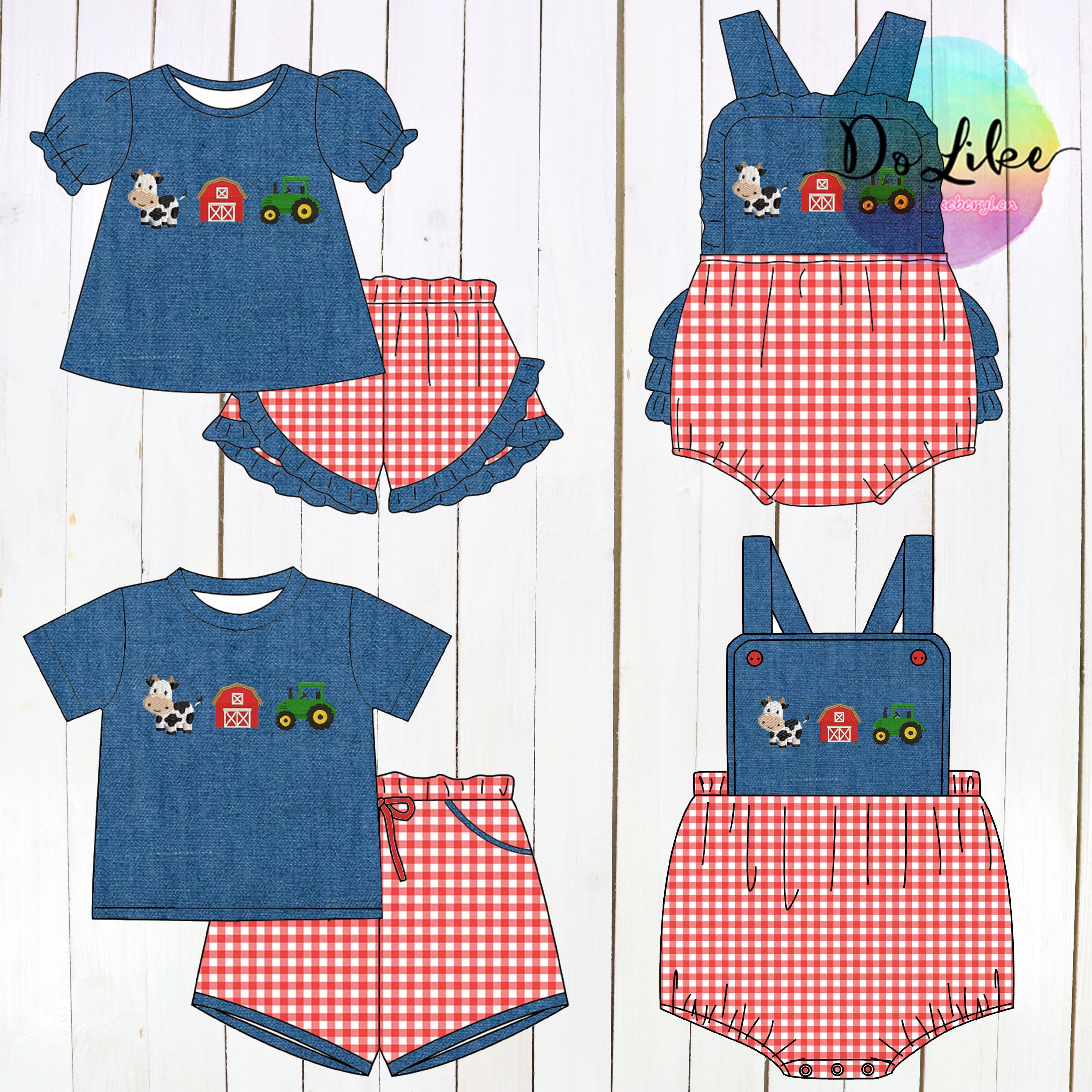 Denim fabric baby clothing sets 4pcs set matched newborn baby clothes boys leopard clothing sets