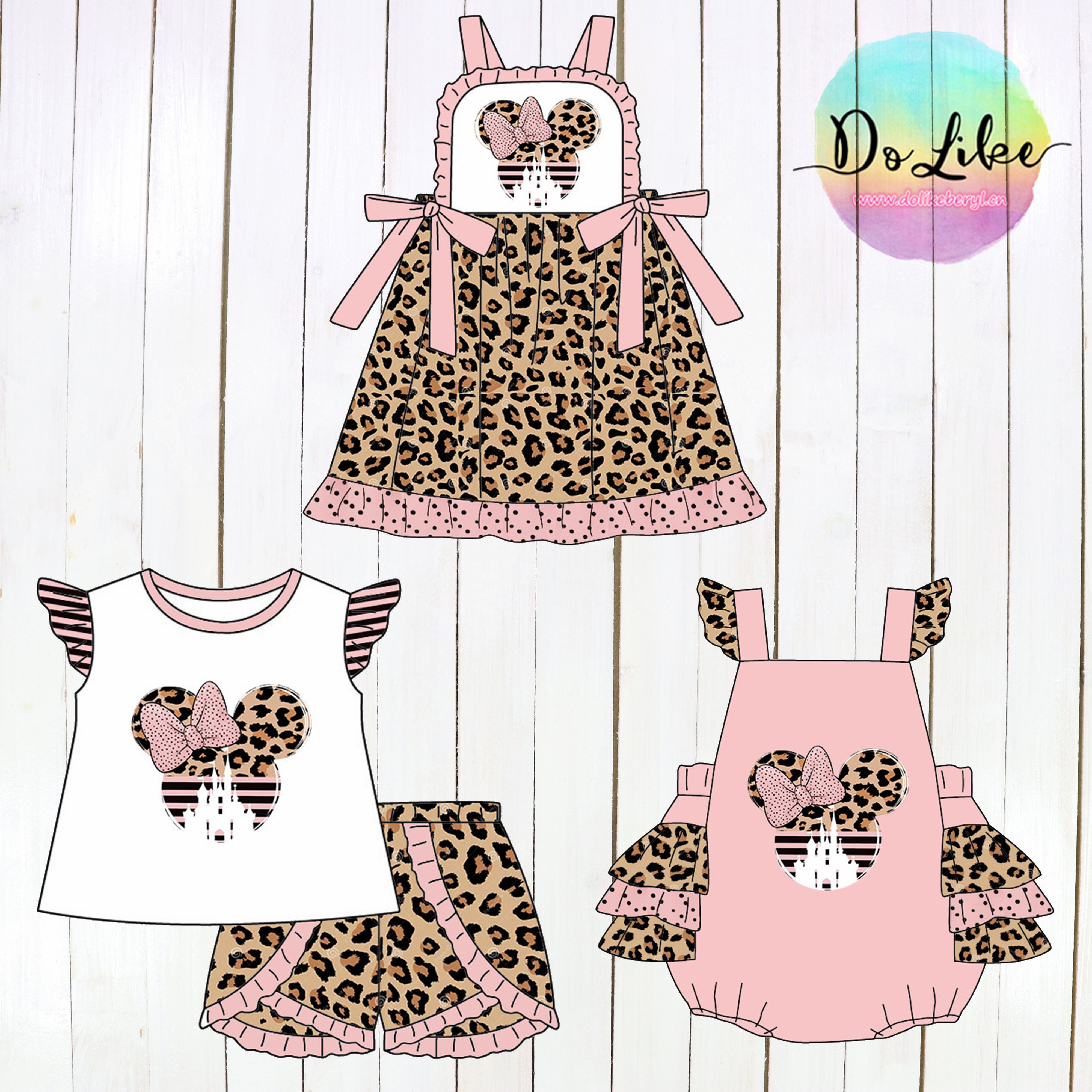 Denim fabric baby clothing sets 4pcs set matched newborn baby clothes boys leopard clothing sets