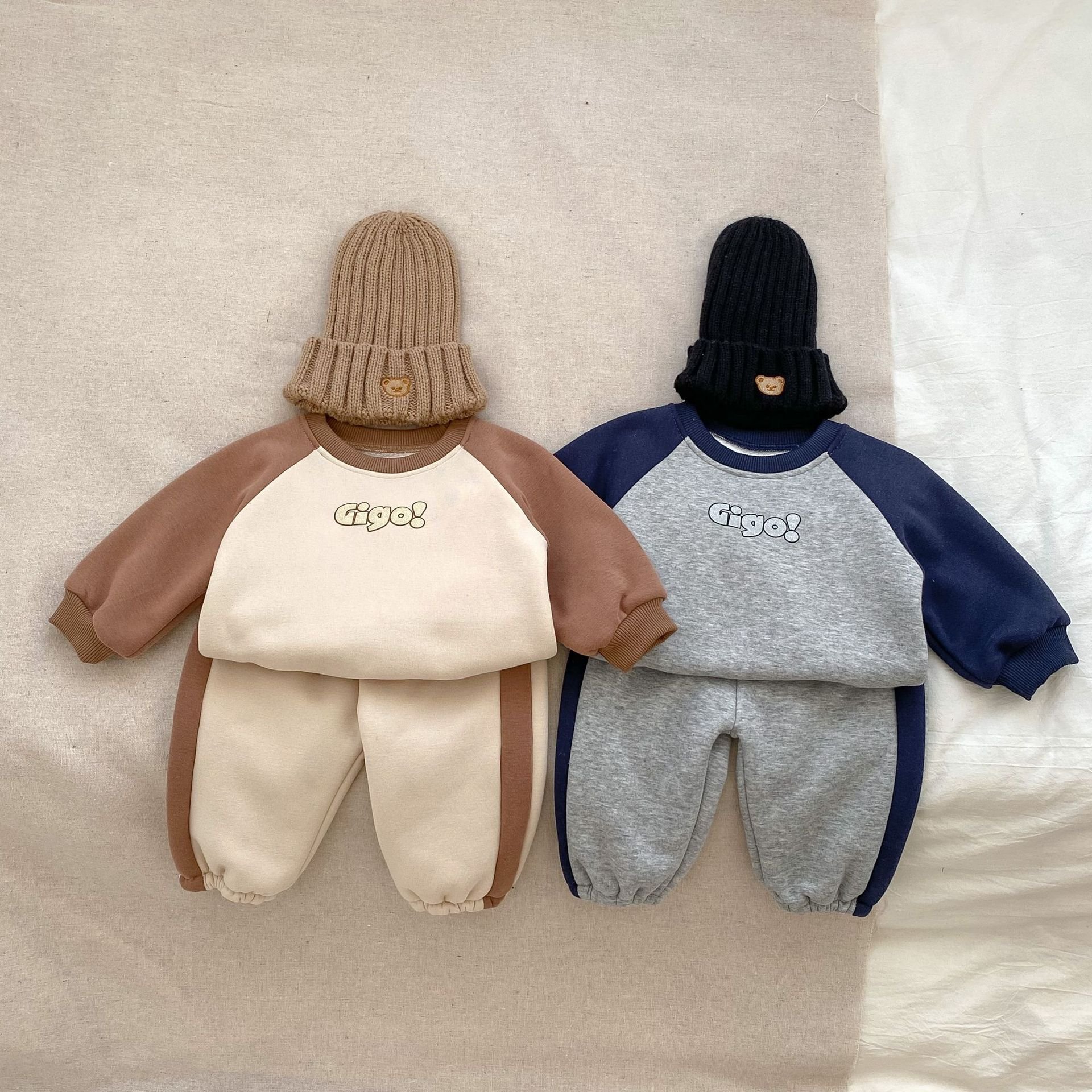 Casual Suit Baby Boy Oversized Hoodies Fleece Lined Thermal Sweatshirt Hoodie Tracksuit Set