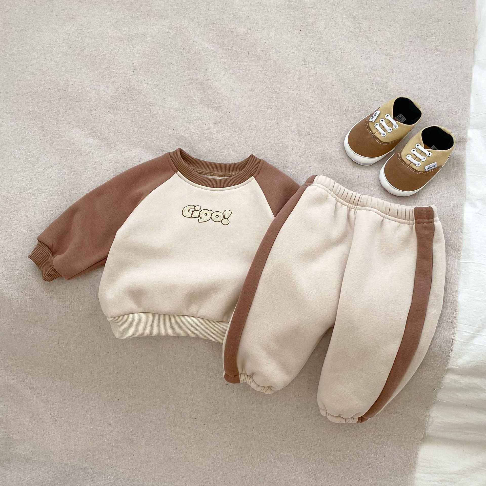Casual Suit Baby Boy Oversized Hoodies Fleece Lined Thermal Sweatshirt Hoodie Tracksuit Set