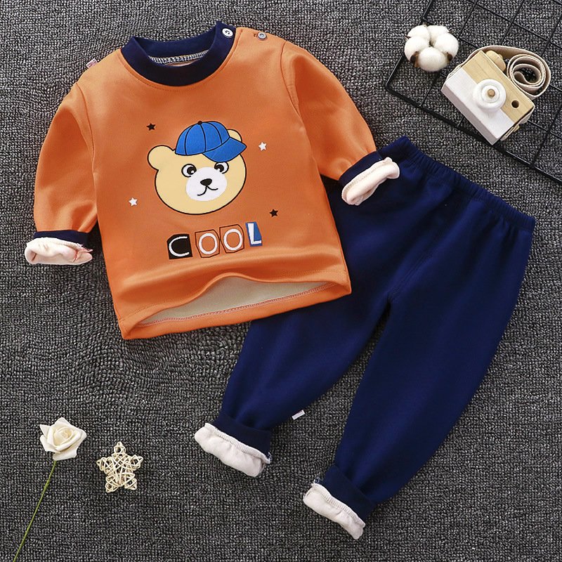 Wholesale Top Quality Baby Winter Clothes Fall Cartoon Soft Plush Kids's Clothing Set for Girls Boys