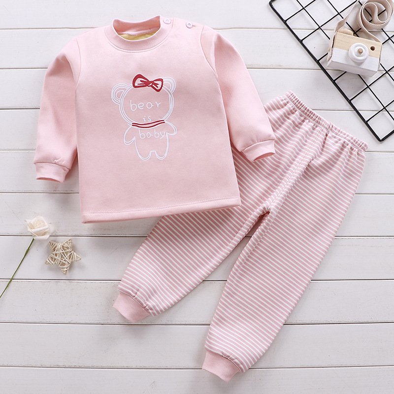 Wholesale Top Quality Baby Winter Clothes Fall Cartoon Soft Plush Kids's Clothing Set for Girls Boys