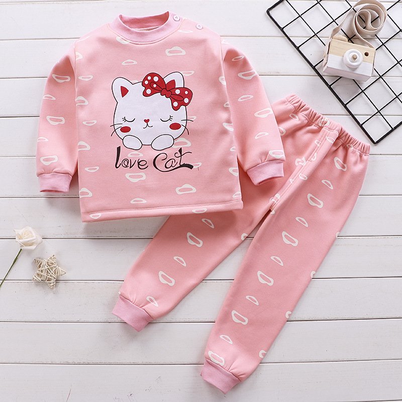 Wholesale Top Quality Baby Winter Clothes Fall Cartoon Soft Plush Kids's Clothing Set for Girls Boys
