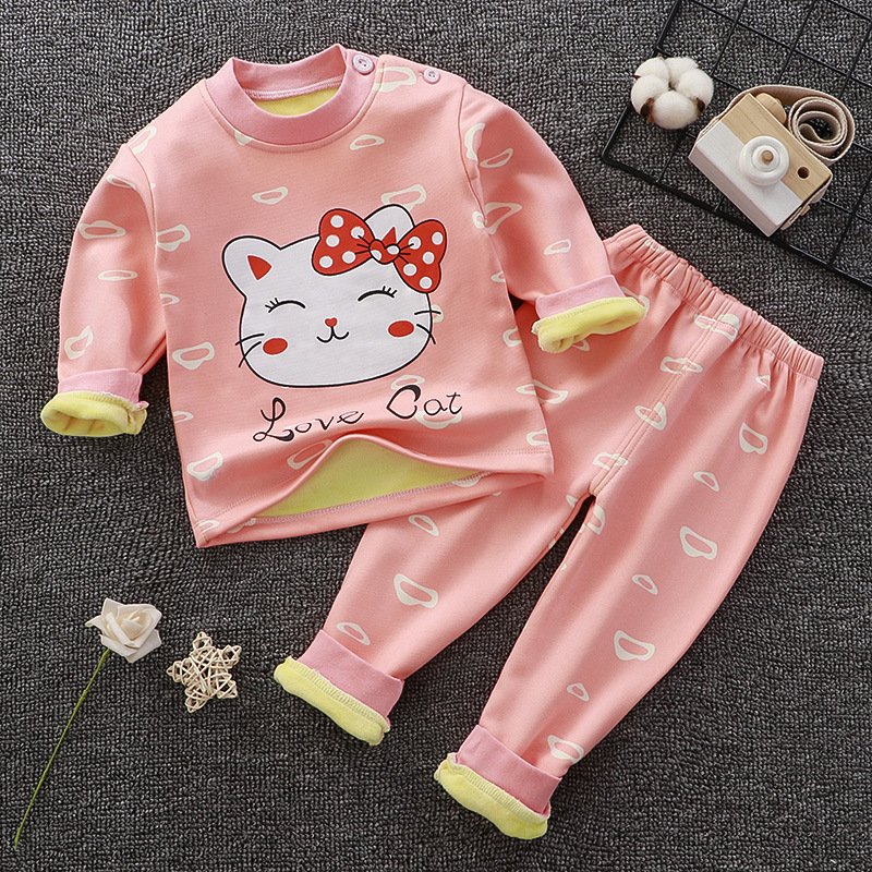 Wholesale Top Quality Baby Winter Clothes Fall Cartoon Soft Plush Kids's Clothing Set for Girls Boys