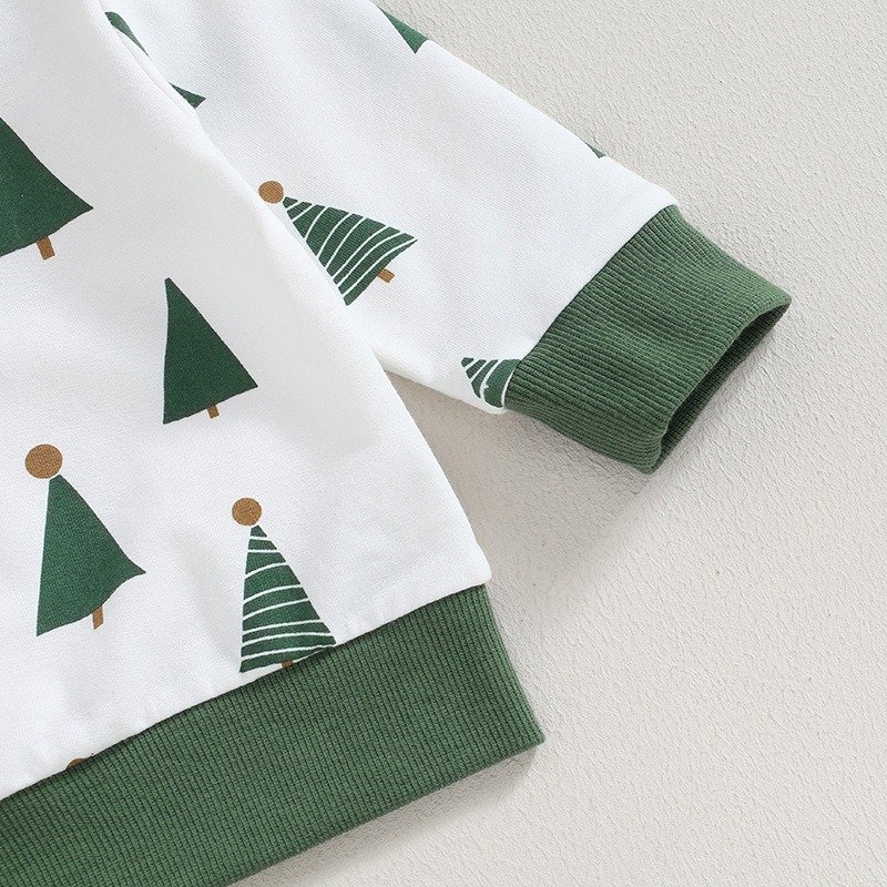 2024 new Christmas Style sleepwear Set Kids Wear green tree Print Long Sleeve homewear Wholesale Children Clothing Sets