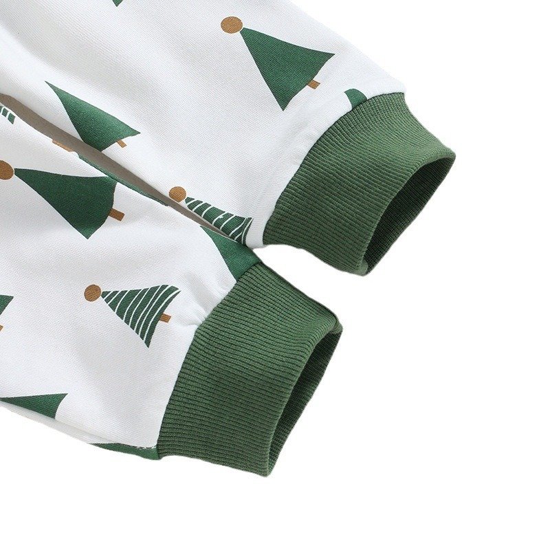 2024 new Christmas Style sleepwear Set Kids Wear green tree Print Long Sleeve homewear Wholesale Children Clothing Sets