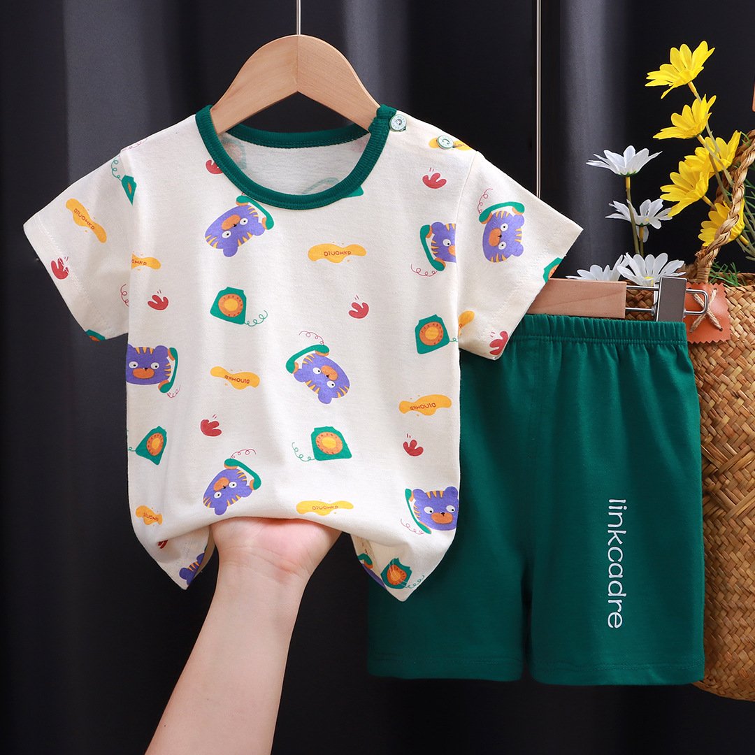 0-6 Years Summer Short Sleeves T-shirt Shorts Suit 2 pieces Sets Pajamas for Boys Girls Children Clothes