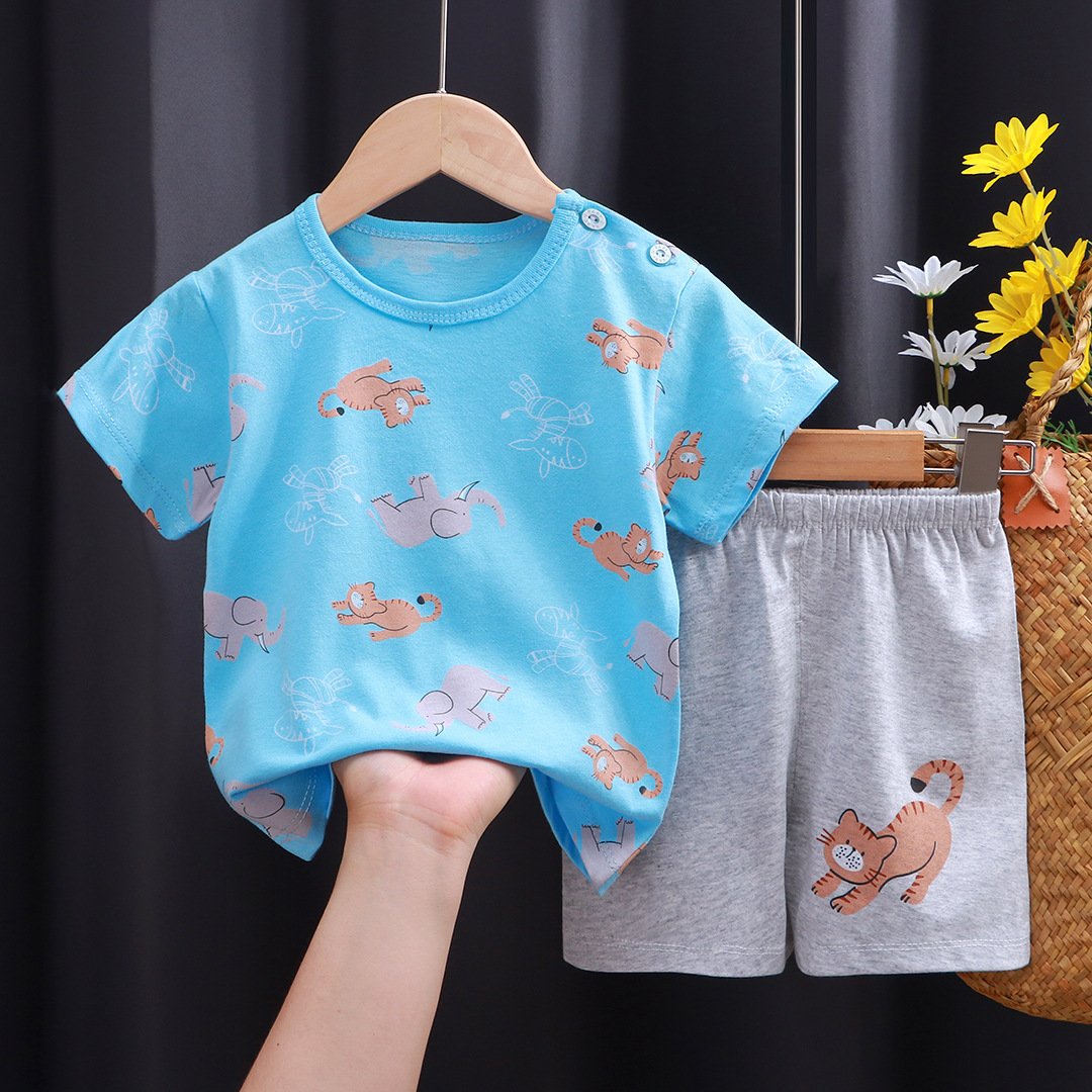 0-6 Years Summer Short Sleeves T-shirt Shorts Suit 2 pieces Sets Pajamas for Boys Girls Children Clothes