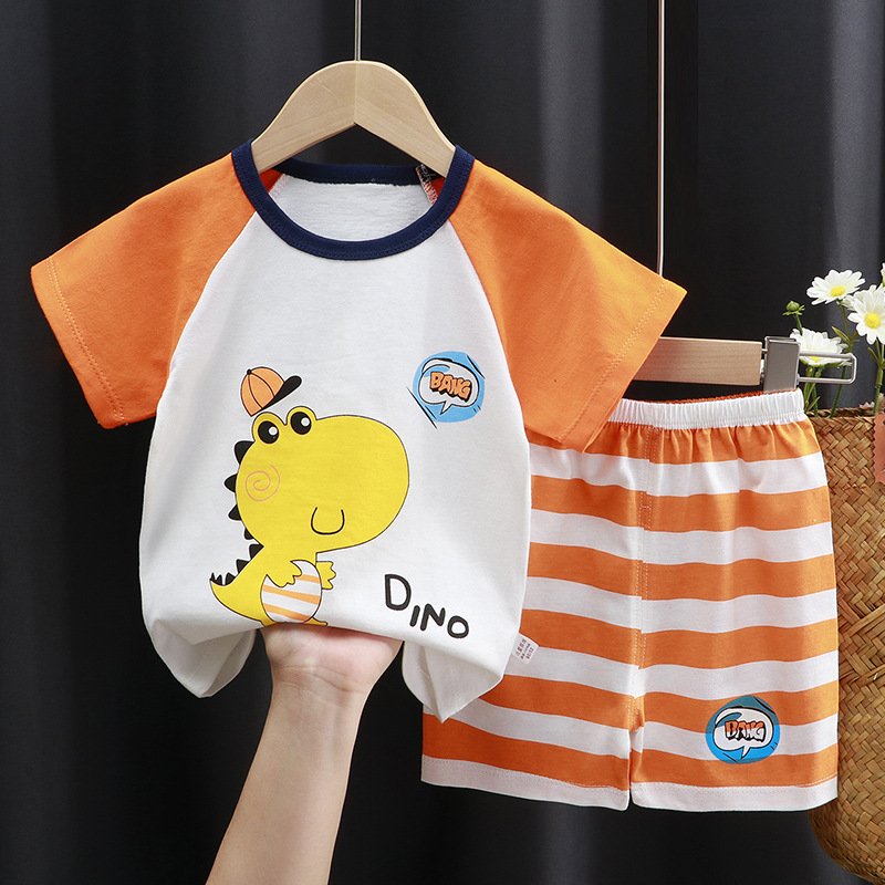 0-6 Years Summer Short Sleeves T-shirt Shorts Suit 2 pieces Sets Pajamas for Boys Girls Children Clothes