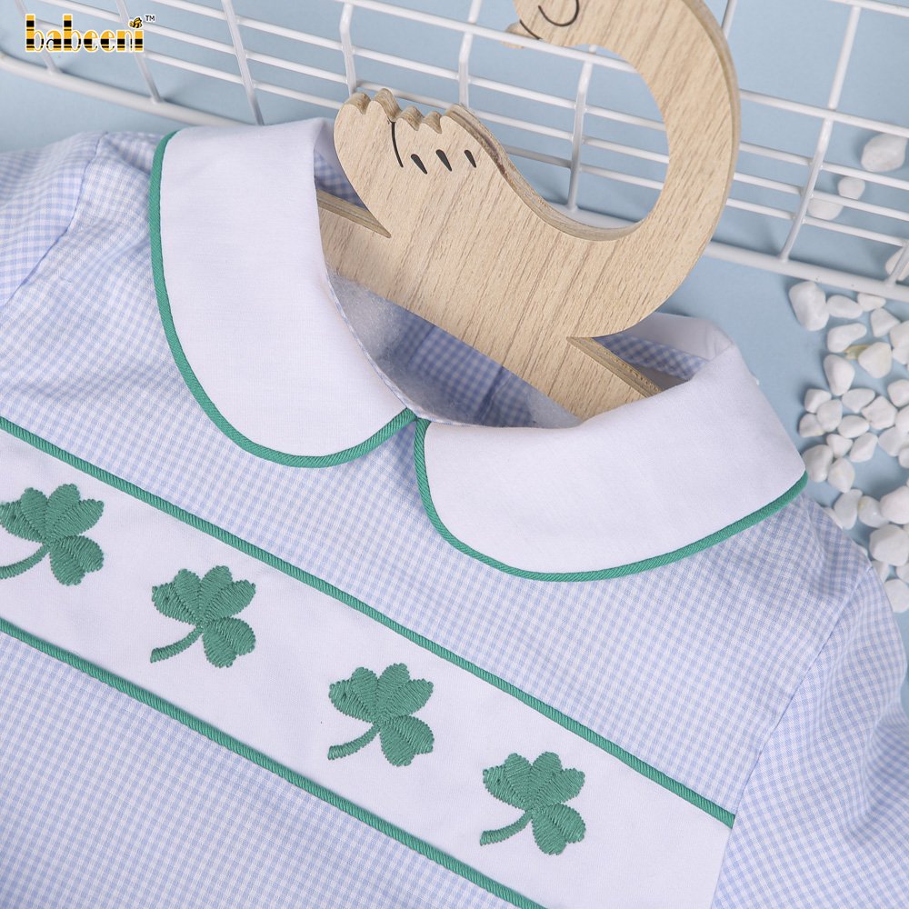 Lucky leaf hand smocked boy set clothing ODM OEM wholesale smocked children clothing set Boys clothing sets - BB2692