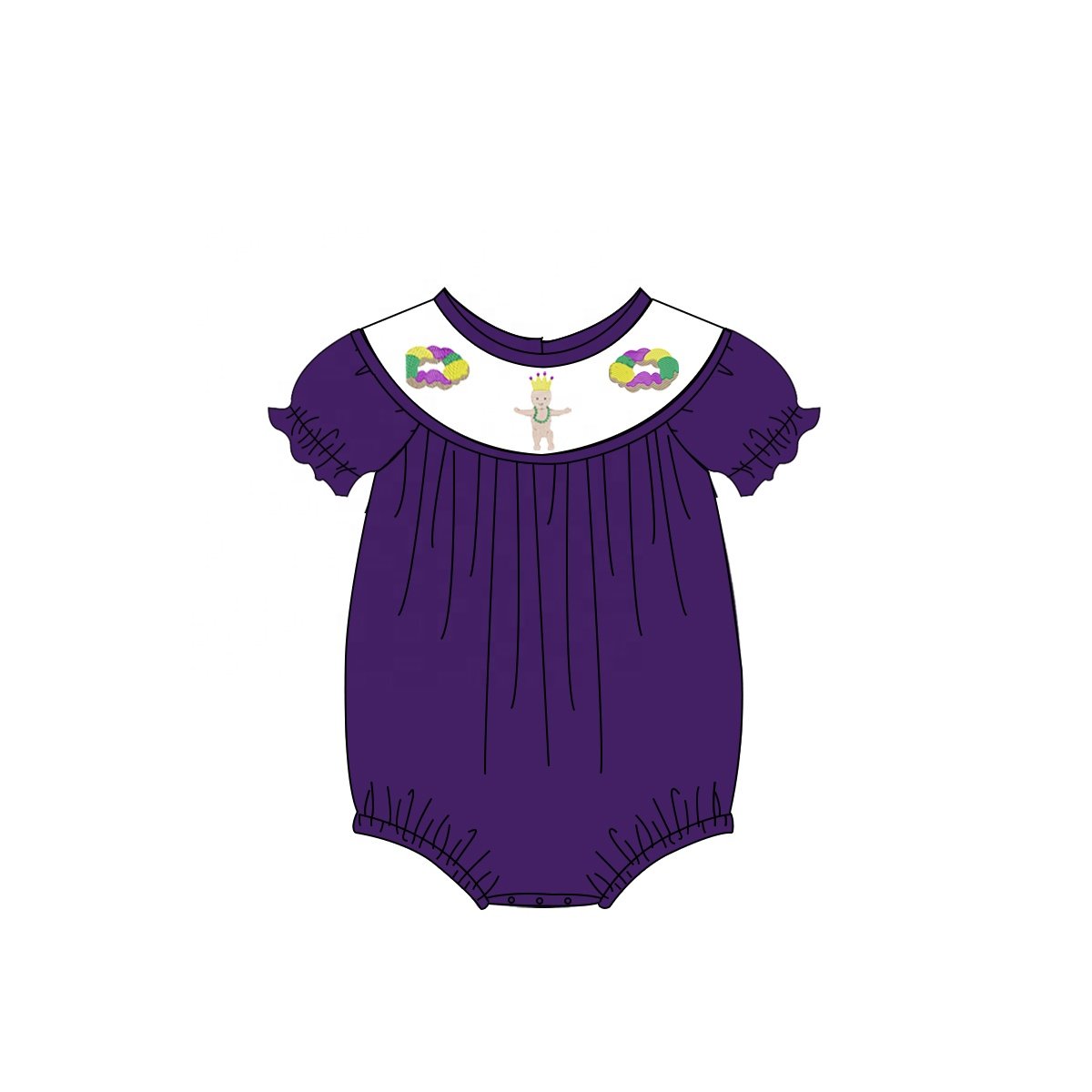 New Arrival Mardi Gras boy clothing sets knitted short sleeve children's wear gingham shorts set embroidery baby boutique outfit