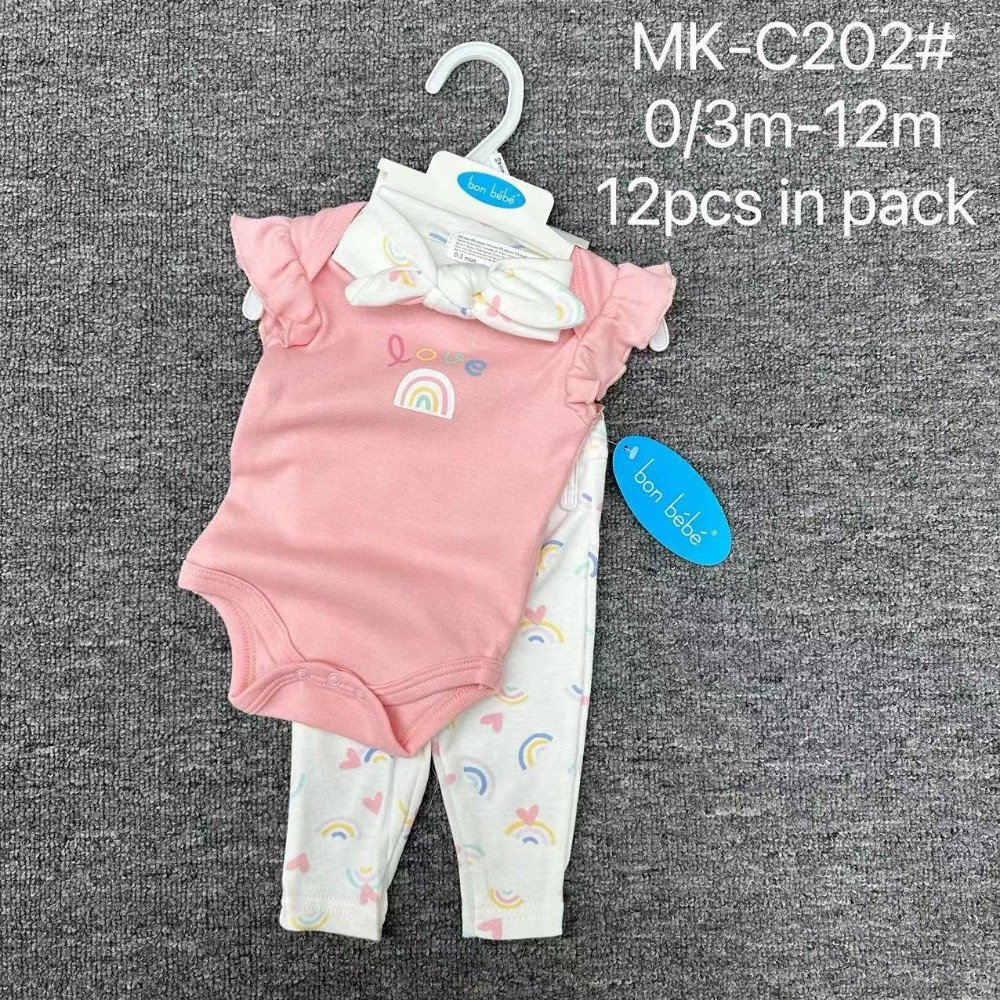 Infant Newborn Baby Cute Jumpsuit 3 Pieces Clothes Baby Boy Girls Onesies Cotton Beanies Trousers Bodysuits Clothing Set