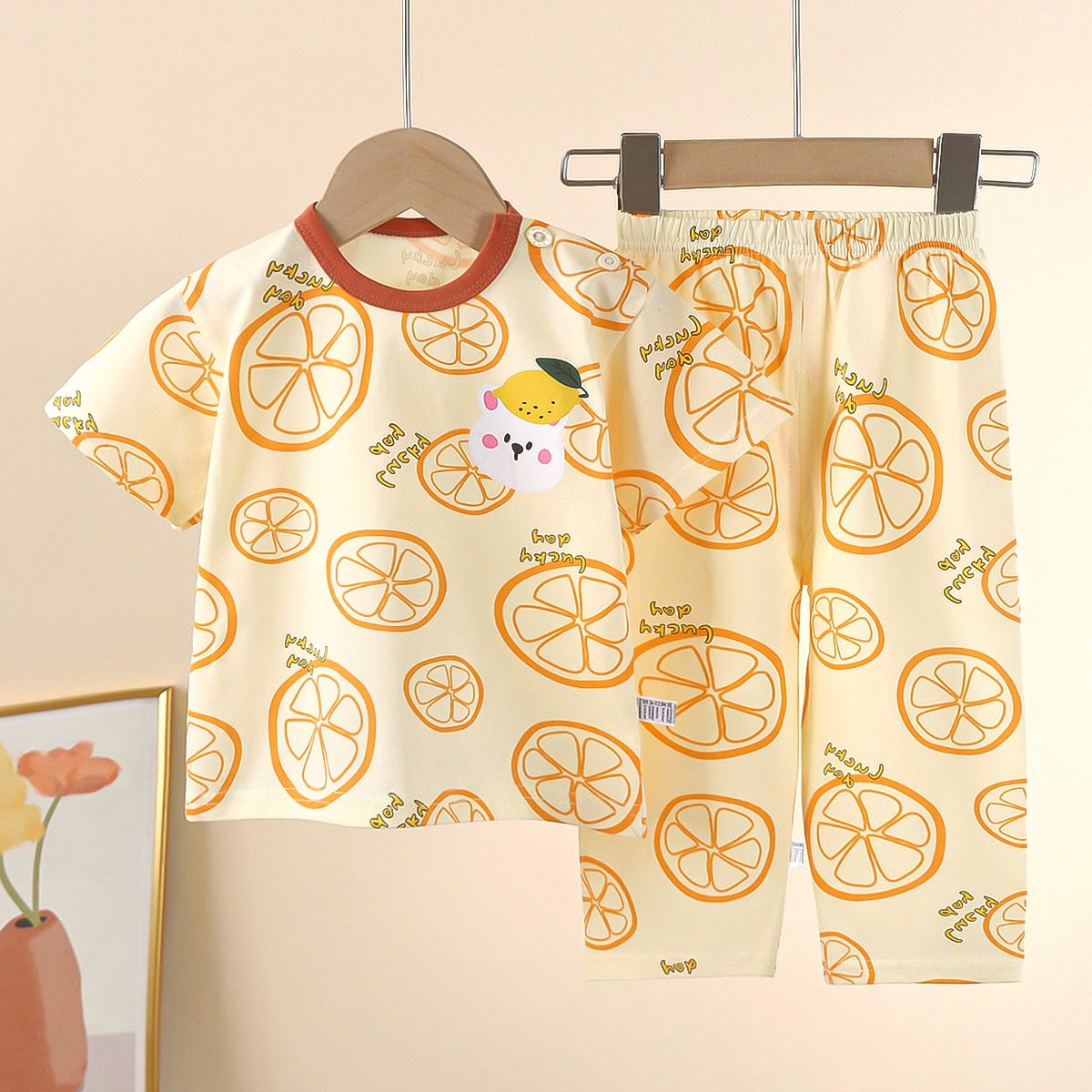 Children's Short Sleeve Set Cute Panda Cartoon Summer Boys Pure Cotton Two Piece Set Pure Cotton New Warm Children's Clothing