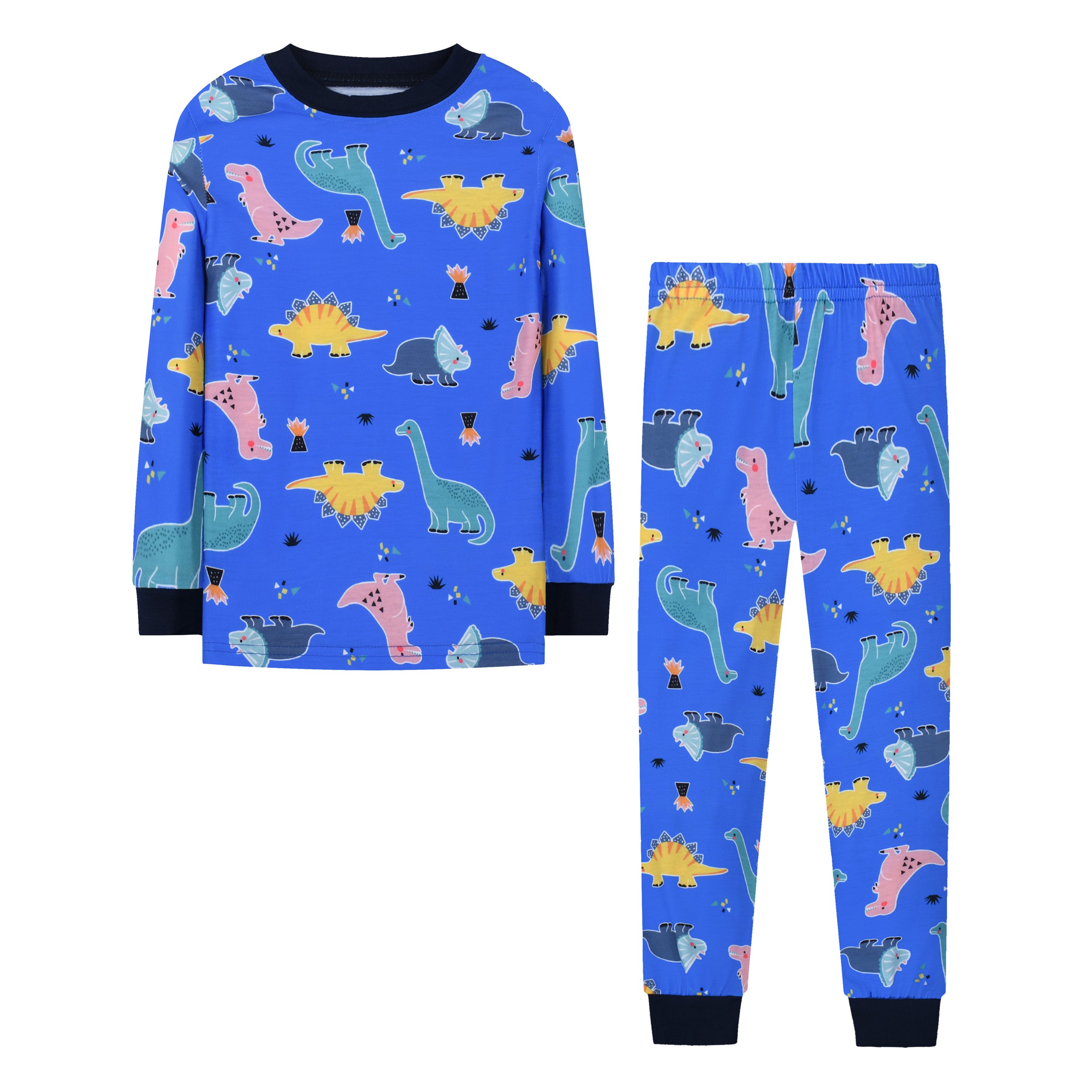 Spring And Autumn Children'S Pajamas Full Print Polyester Cartoon Long-Sleeved Boys Home Pajamas Set Night Sleepwear For Kids