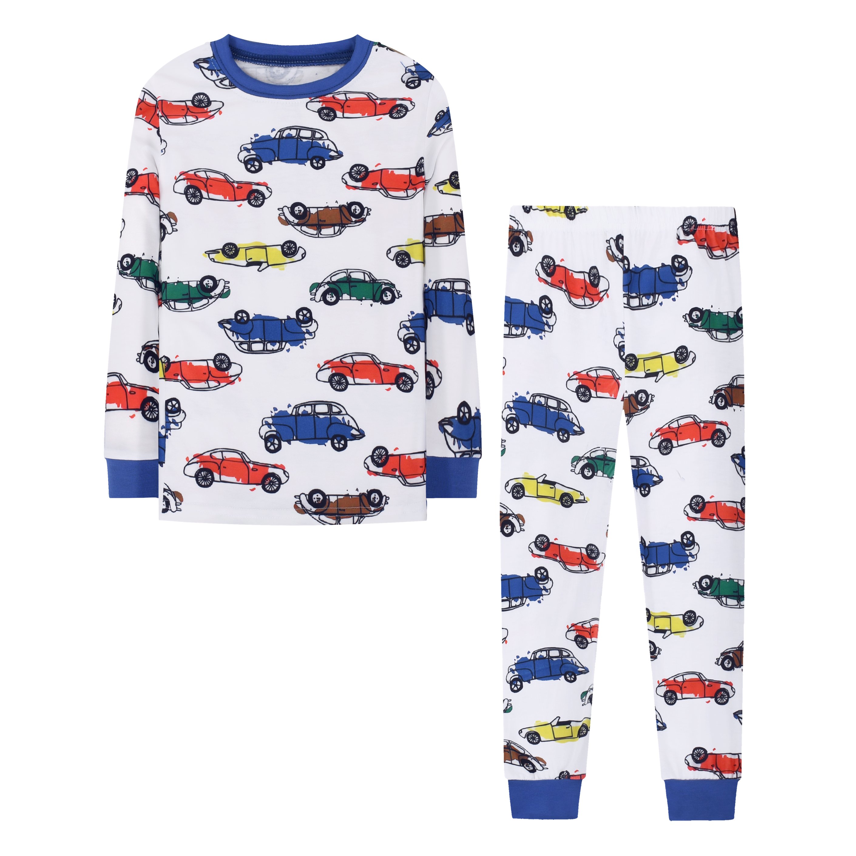 Spring And Autumn Children'S Pajamas Full Print Polyester Cartoon Long-Sleeved Boys Home Pajamas Set Night Sleepwear For Kids