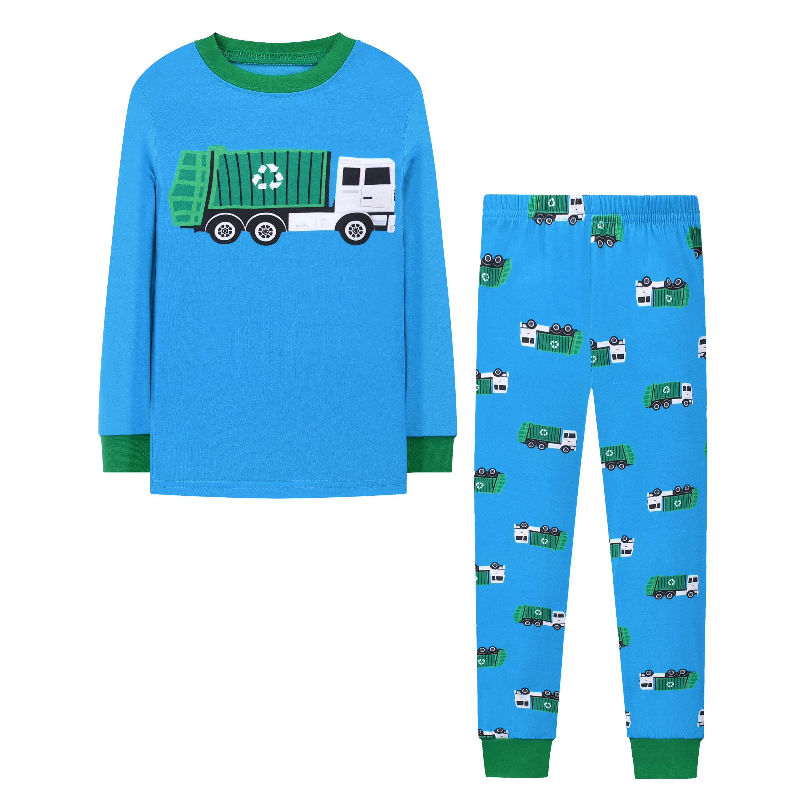 Spring And Autumn Children'S Pajamas Full Print Polyester Cartoon Long-Sleeved Boys Home Pajamas Set Night Sleepwear For Kids