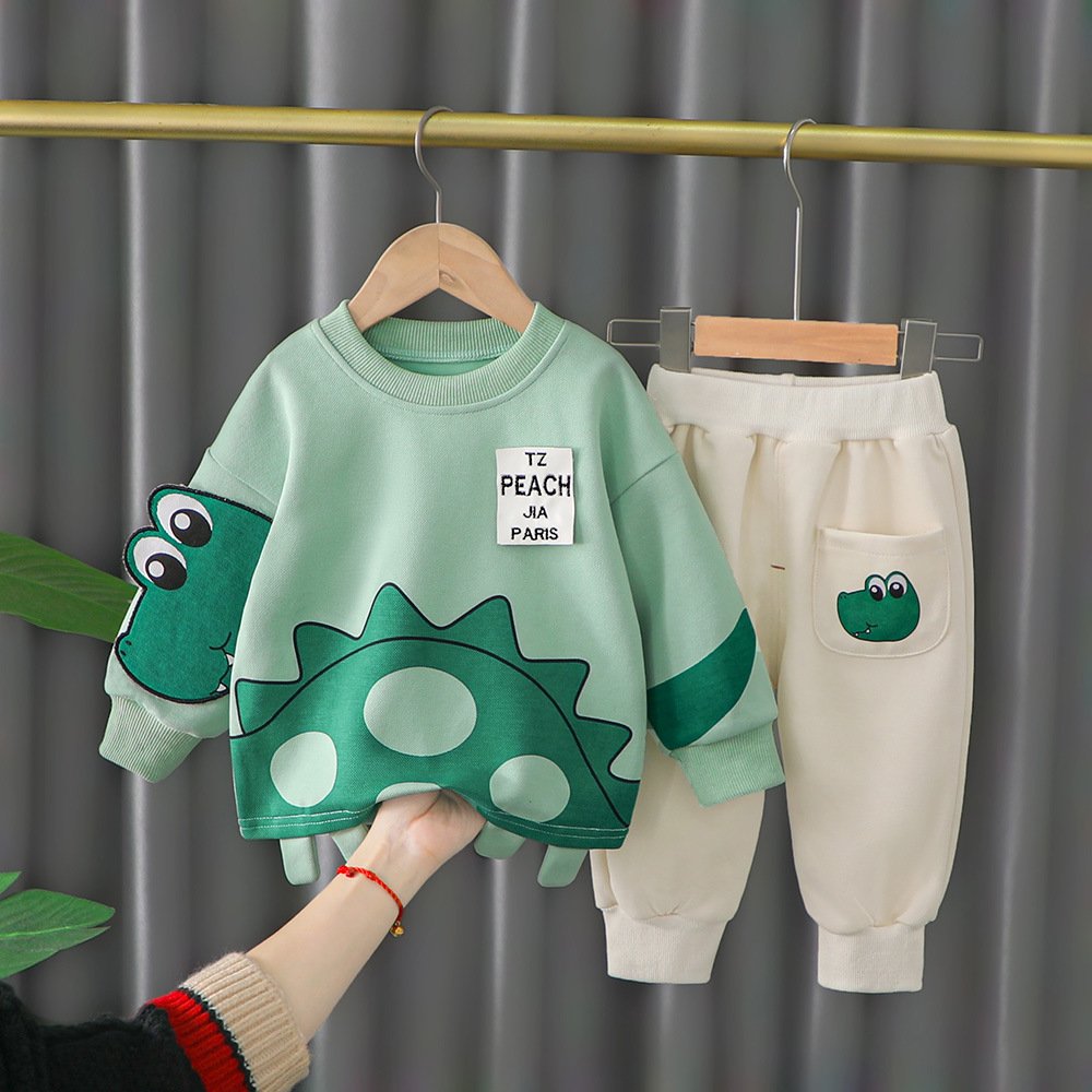 Wholesale Winter Fashion Baby Boys Outfit 2 Piece Hoodie Kids Set Child Long Sleeve Clothing Casual Cotton Boy Clothes Sets