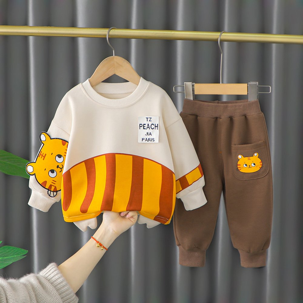 Wholesale Winter Fashion Baby Boys Outfit 2 Piece Hoodie Kids Set Child Long Sleeve Clothing Casual Cotton Boy Clothes Sets