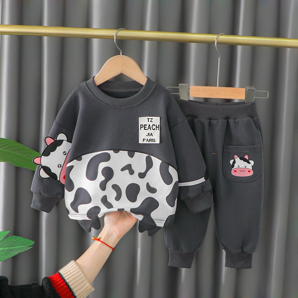 Wholesale Winter Fashion Baby Boys Outfit 2 Piece Hoodie Kids Set Child Long Sleeve Clothing Casual Cotton Boy Clothes Sets