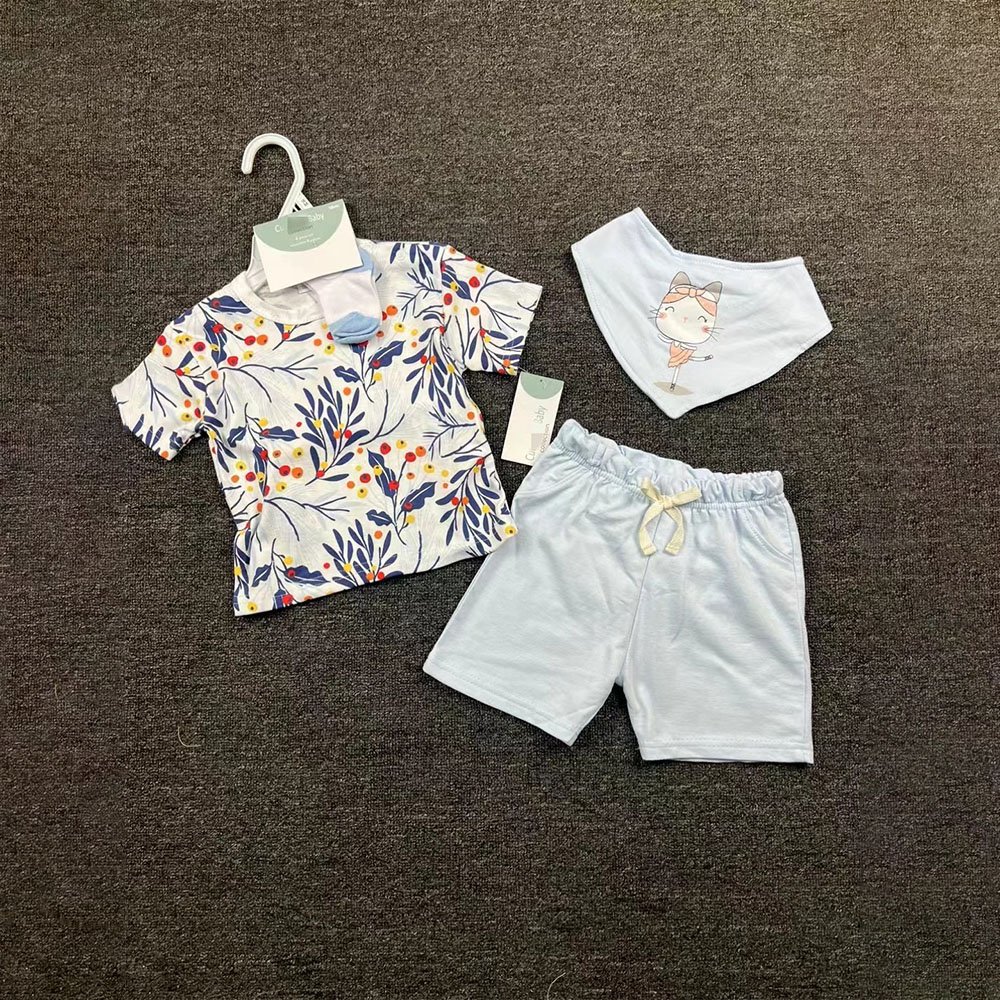 Summer Causal 3pcs Short Sleeve Single Breasted Shirts Striped Shorts Kids Boys Clothes Sets