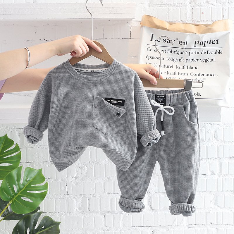 Factory wholesale children boys casual boy two pieces autumn suit cheap clothing for kids