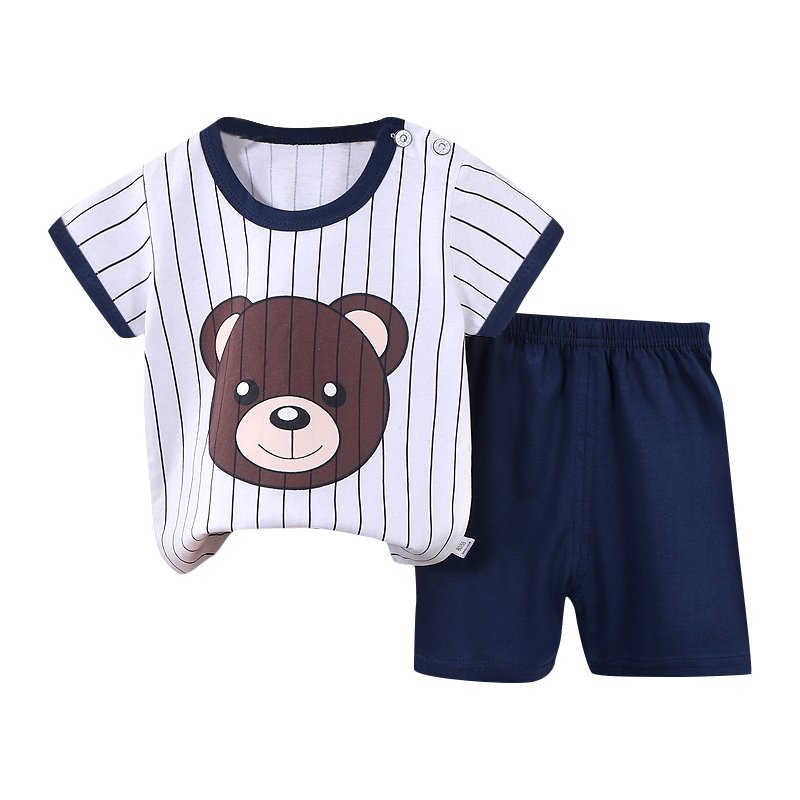 Kids Casual Clothing Set-Pure Cotton Short-Sleeved T-Shirt & Shorts Summer Boys' Collection Wholesale