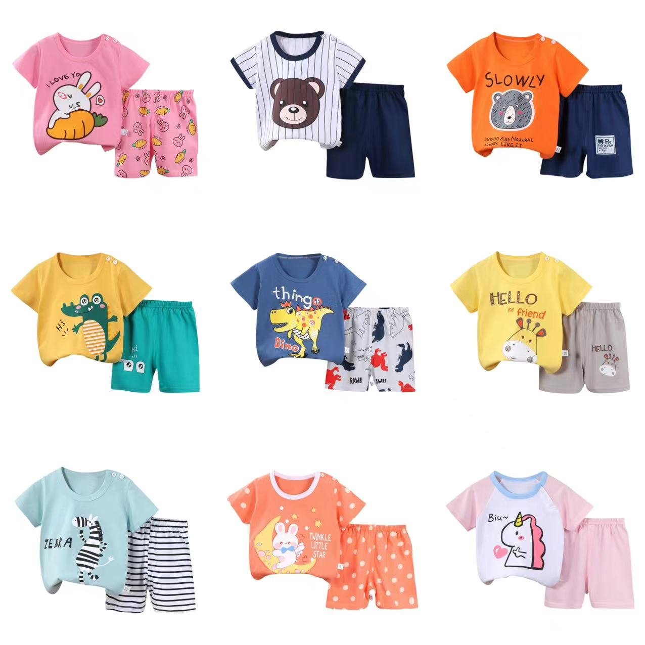 Kids Casual Clothing Set-Pure Cotton Short-Sleeved T-Shirt & Shorts Summer Boys' Collection Wholesale
