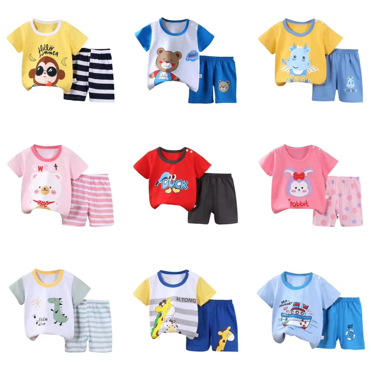 Kids Casual Clothing Set-Pure Cotton Short-Sleeved T-Shirt & Shorts Summer Boys' Collection Wholesale