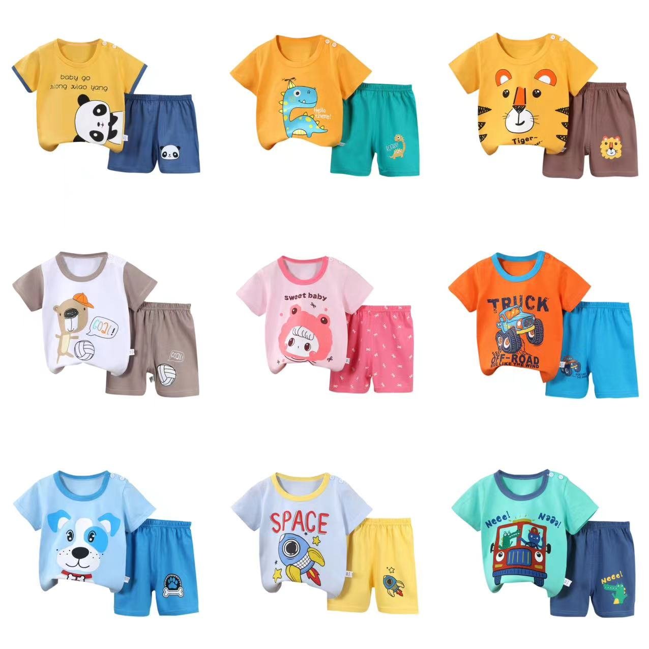 Kids Casual Clothing Set-Pure Cotton Short-Sleeved T-Shirt & Shorts Summer Boys' Collection Wholesale