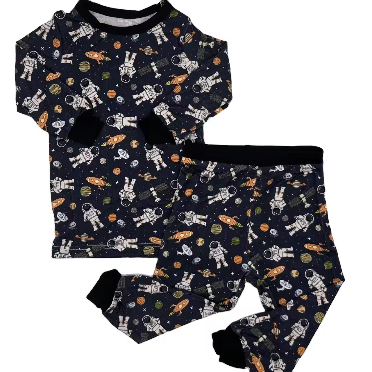 New Design Wholesale Customized Excavator Print Children Clothing Baby Pajamas Sets Fall Boy Outfits