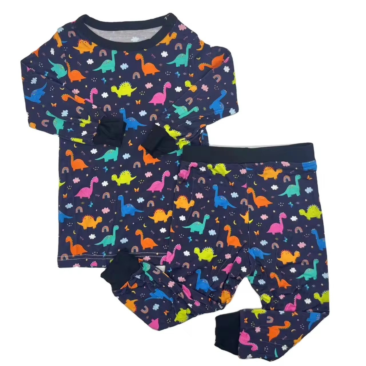 New Design Wholesale Customized Excavator Print Children Clothing Baby Pajamas Sets Fall Boy Outfits