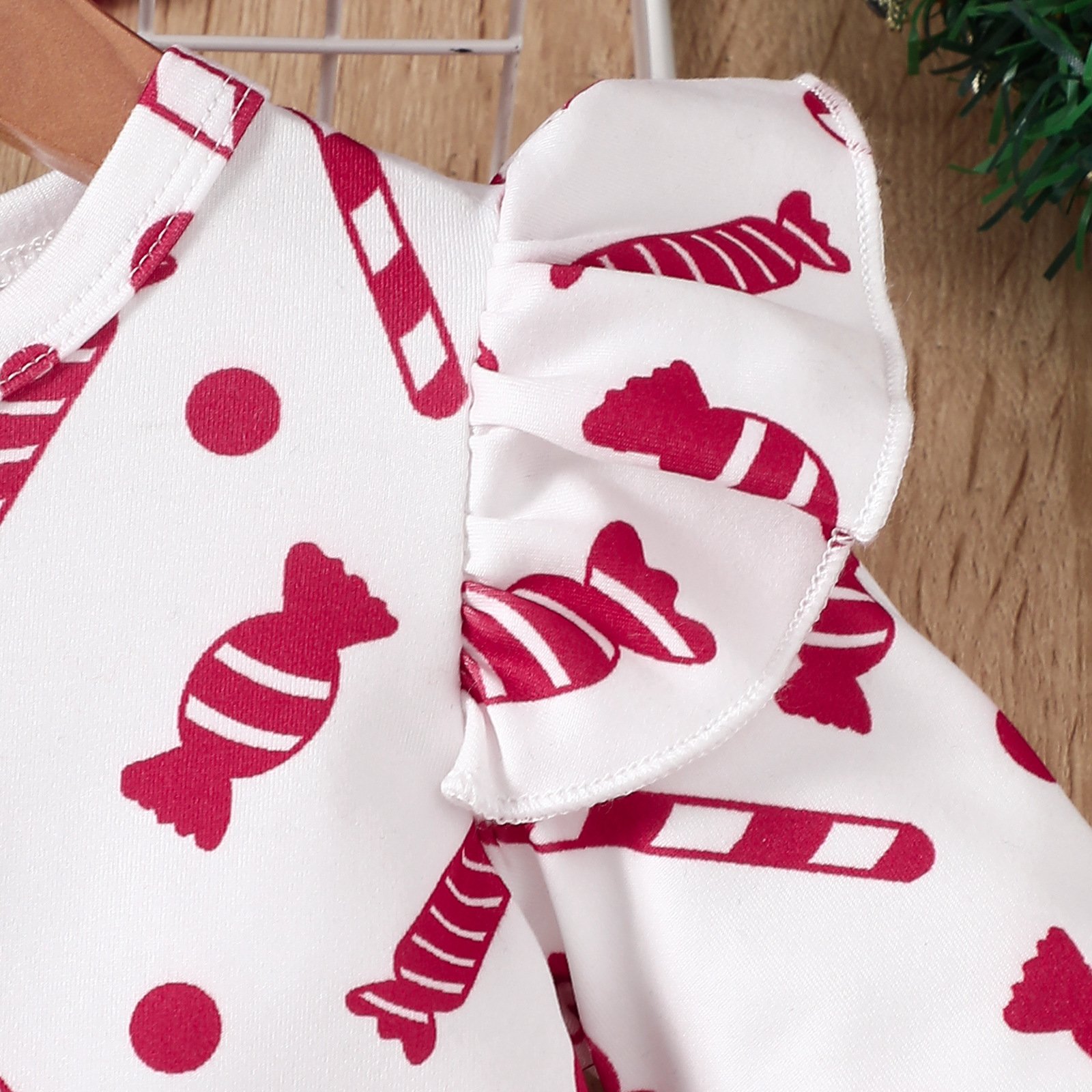 Christmas Children clothing Fall Girls Long Sleeve Christmas Printed Top Plush Flared Pants Suit