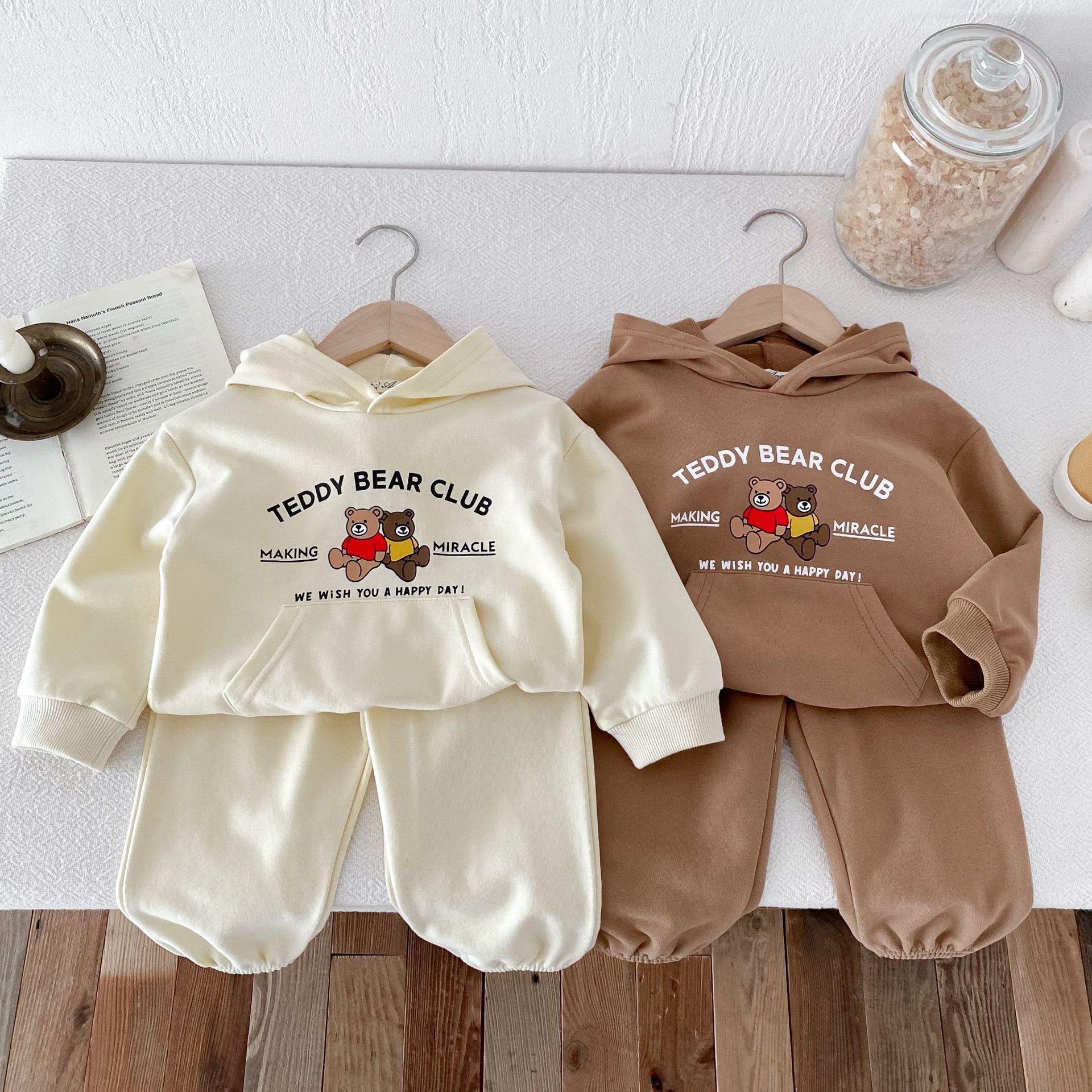 Children Cartoon Pattern Color Cute Unisex Hoodie Kid Casual Sweater Cotton Pants Baby Boy Clothing Set