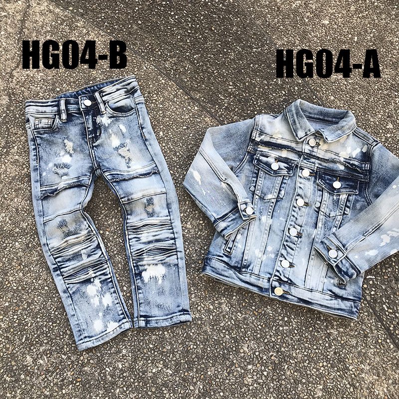 hip-hop jacket jeans3 piece set teenager clothes kids winter clothing High quality children's baseball suit boys and girls'