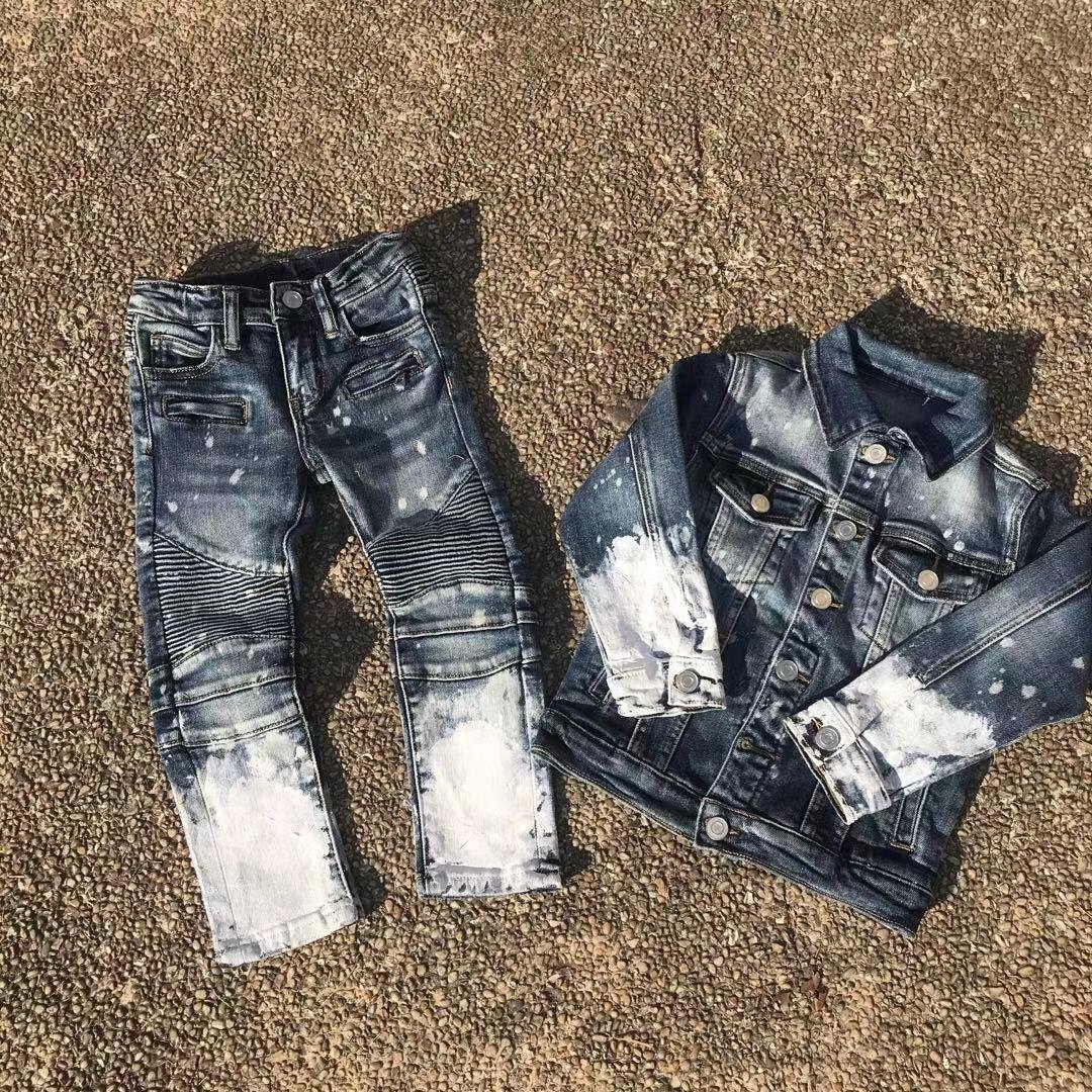 hip-hop jacket jeans3 piece set teenager clothes kids winter clothing High quality children's baseball suit boys and girls'